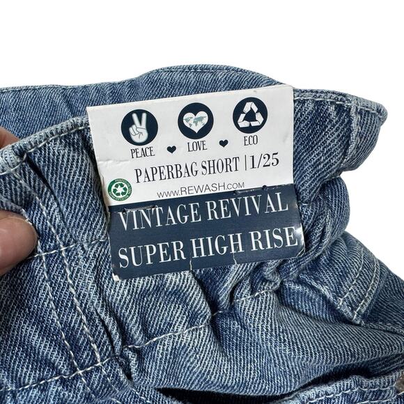 Y2K 90s Vintage‎ Revival Paperbag Denim Shorts Juniors Womens Size 1/25 Rewash - Picture 6 of 10